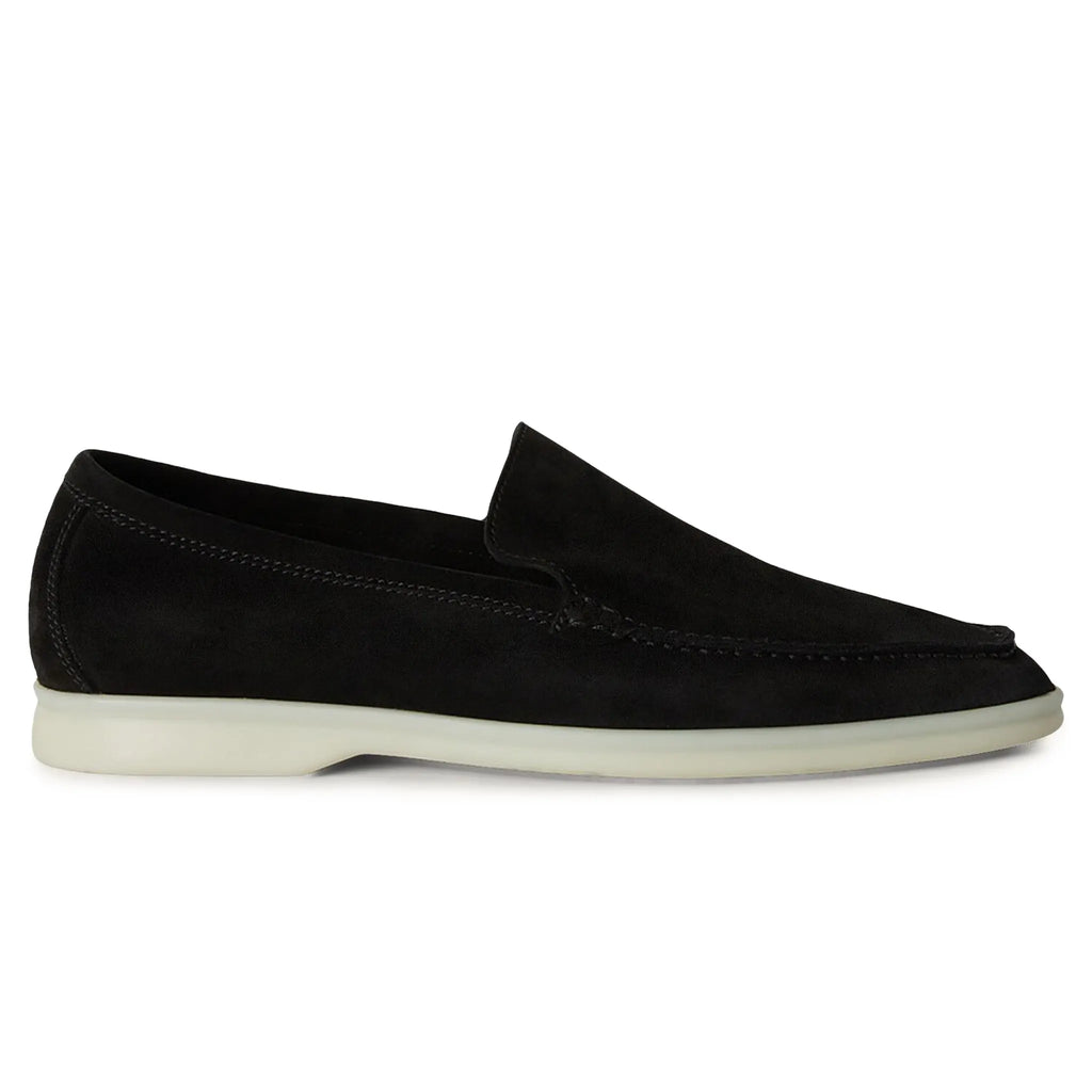Loro Piana Summer Walk Suede Black Loafers