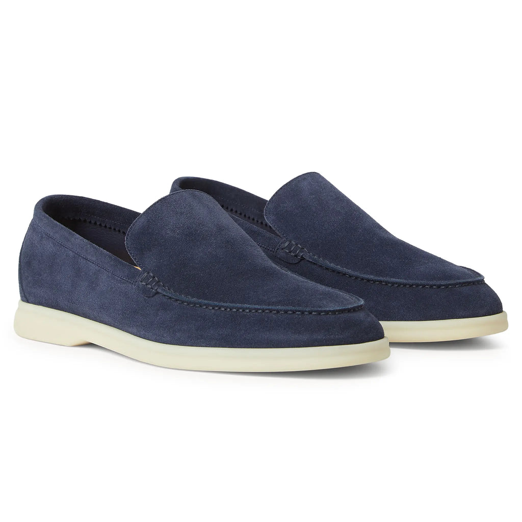 Loro Piana Summer Walk Suede Dark Deep Sea Loafers