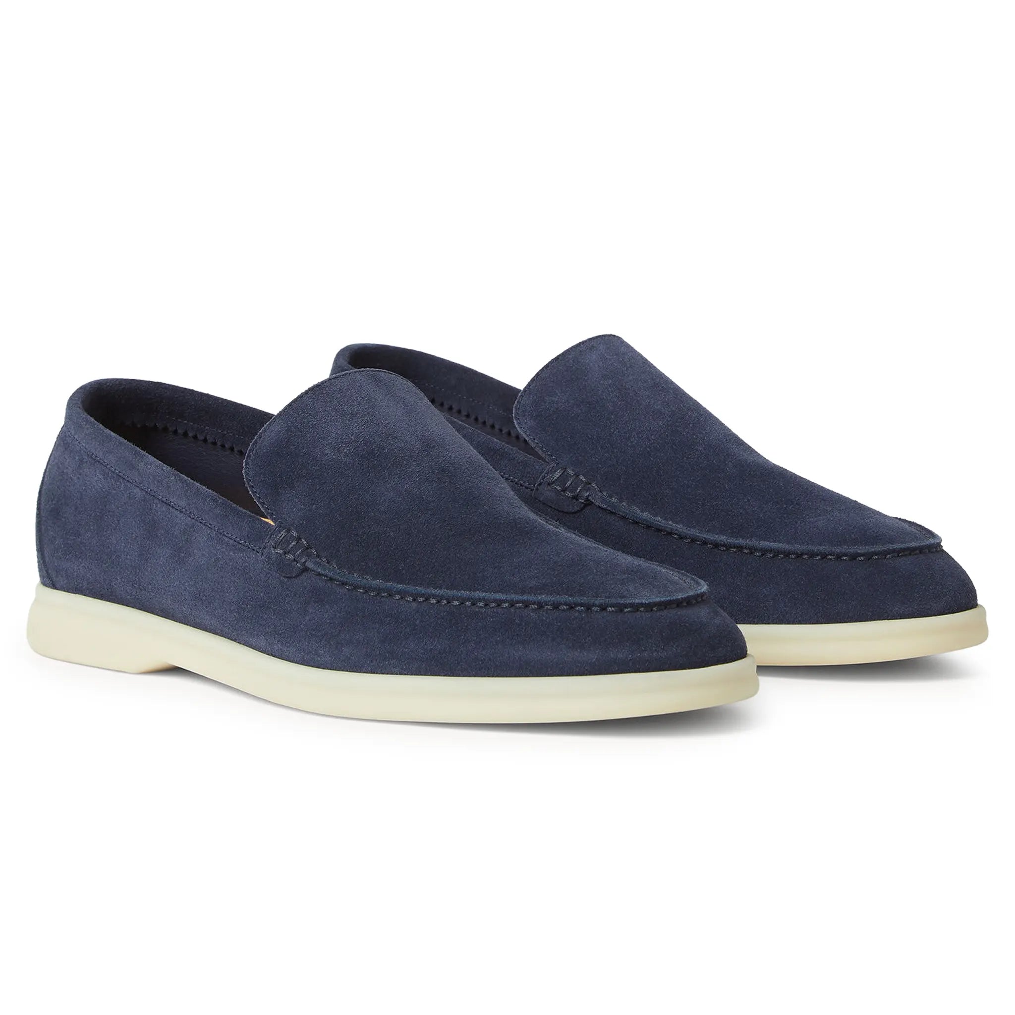 Loro Piana Summer Walk Suede Dark Deep Sea Loafers