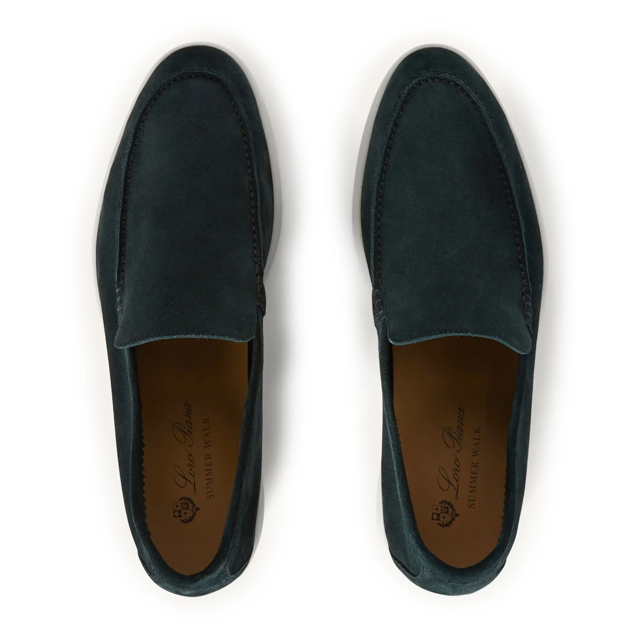Loro Piana Summer Walk Suede Dark Green Loafers